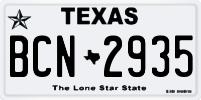 TX license plate BCN2935