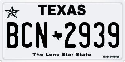 TX license plate BCN2939