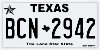 TX license plate BCN2942