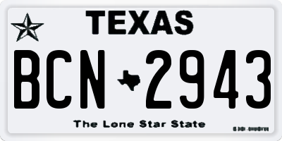 TX license plate BCN2943