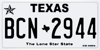 TX license plate BCN2944