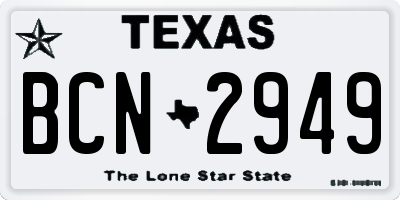 TX license plate BCN2949