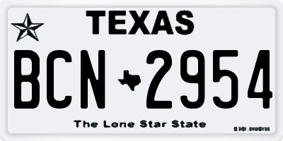 TX license plate BCN2954