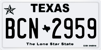 TX license plate BCN2959