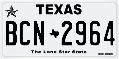 TX license plate BCN2964