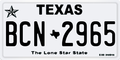 TX license plate BCN2965