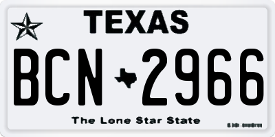 TX license plate BCN2966