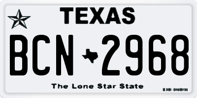 TX license plate BCN2968