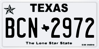 TX license plate BCN2972