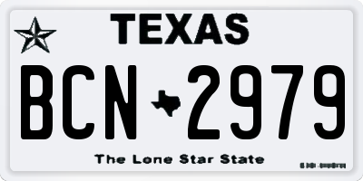 TX license plate BCN2979