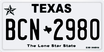 TX license plate BCN2980