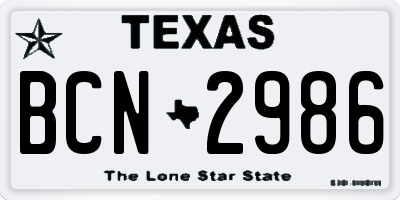 TX license plate BCN2986