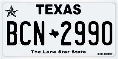 TX license plate BCN2990