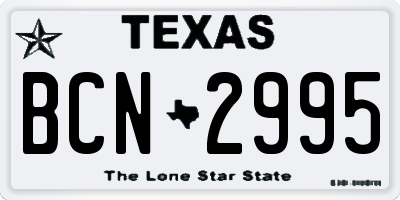 TX license plate BCN2995
