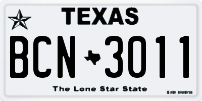 TX license plate BCN3011