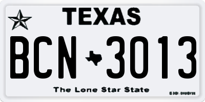 TX license plate BCN3013