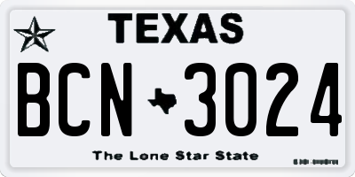 TX license plate BCN3024