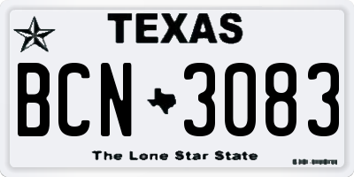 TX license plate BCN3083