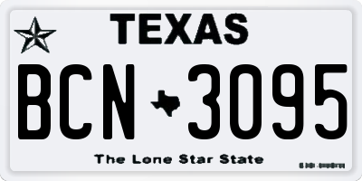 TX license plate BCN3095