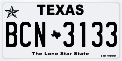 TX license plate BCN3133