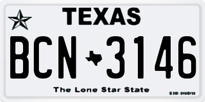 TX license plate BCN3146