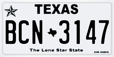 TX license plate BCN3147