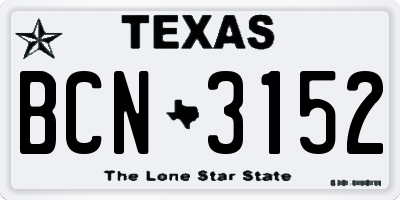 TX license plate BCN3152