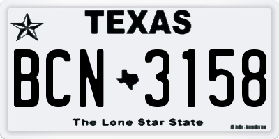 TX license plate BCN3158
