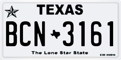 TX license plate BCN3161