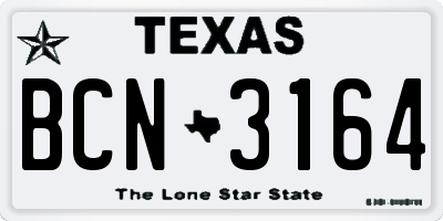 TX license plate BCN3164
