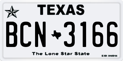 TX license plate BCN3166