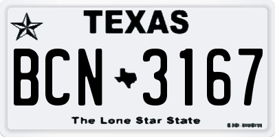 TX license plate BCN3167