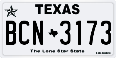TX license plate BCN3173