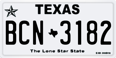 TX license plate BCN3182