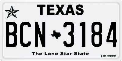 TX license plate BCN3184