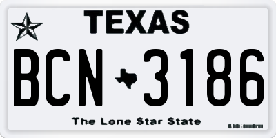 TX license plate BCN3186