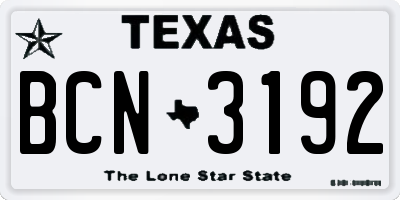 TX license plate BCN3192