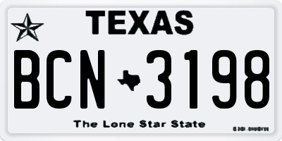 TX license plate BCN3198