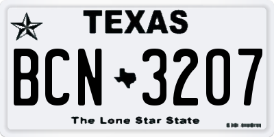 TX license plate BCN3207