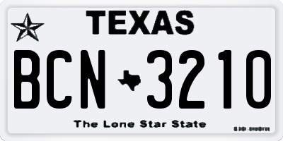 TX license plate BCN3210