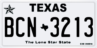 TX license plate BCN3213