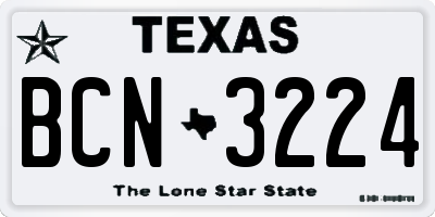 TX license plate BCN3224