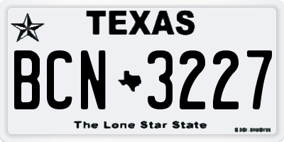 TX license plate BCN3227