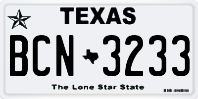 TX license plate BCN3233