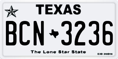 TX license plate BCN3236