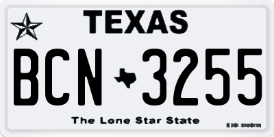 TX license plate BCN3255