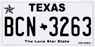 TX license plate BCN3263