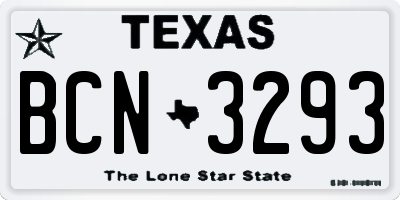 TX license plate BCN3293
