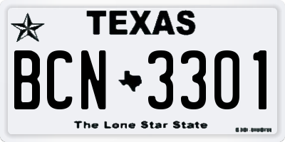TX license plate BCN3301