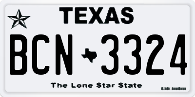 TX license plate BCN3324